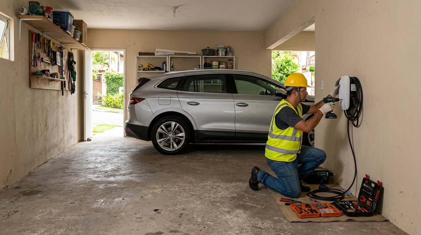 Instalacao de carregador de carro eletrico residencial em Carapicuíba‑SP