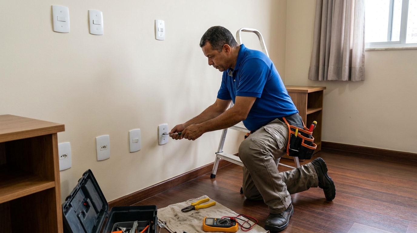 Instalacao de tomada e interruptor residencial em Carapicuíba‑SP