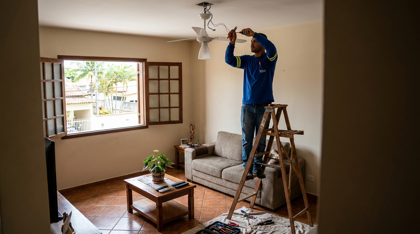 Instalacao de ventilador de teto profissional em Carapicuíba‑SP