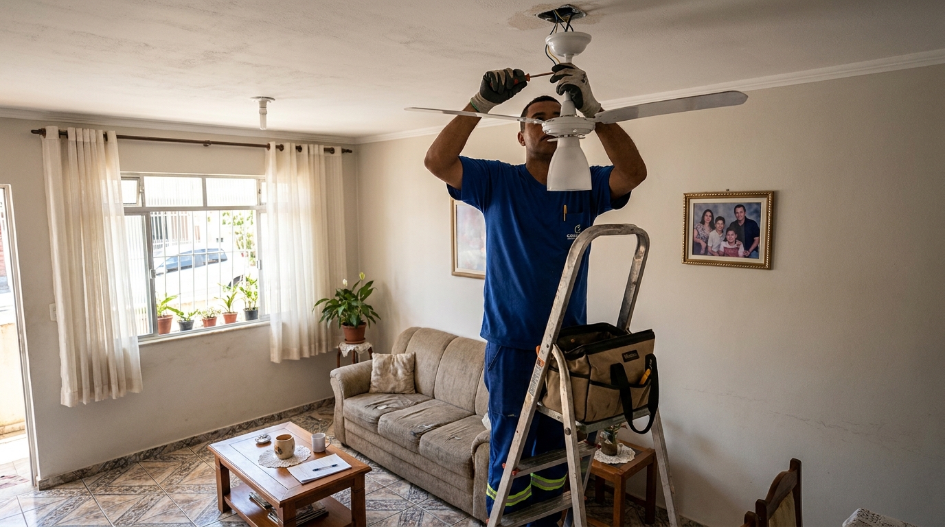 Instalacao de ventilador de teto residencial em Carapicuíba‑SP